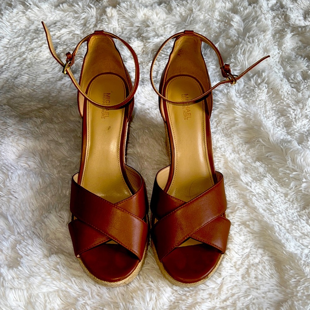 Michael Kors Brown Leather Espadrilles- Size 9.5 - 4” rise